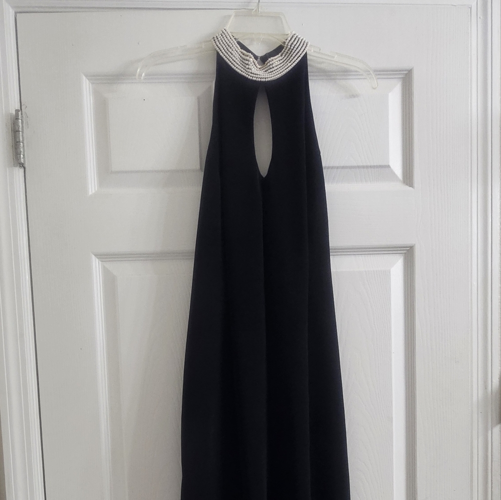 Alex Evenings Black Halter Beaded Formal Dress